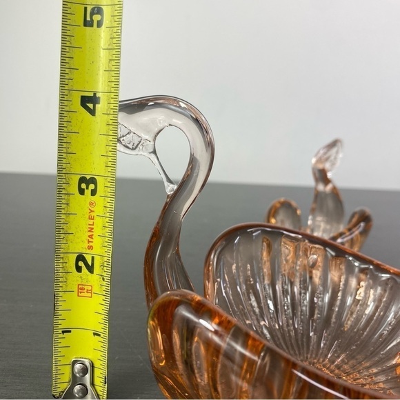 Vintage Art Glass Nesting Swans Made in Italy Salmon Amber Bowl Trinket Dishes - Picture 11 of 16